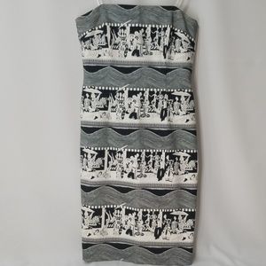 Art Deco Roaring 20's Beach Scene Dress, Size 2